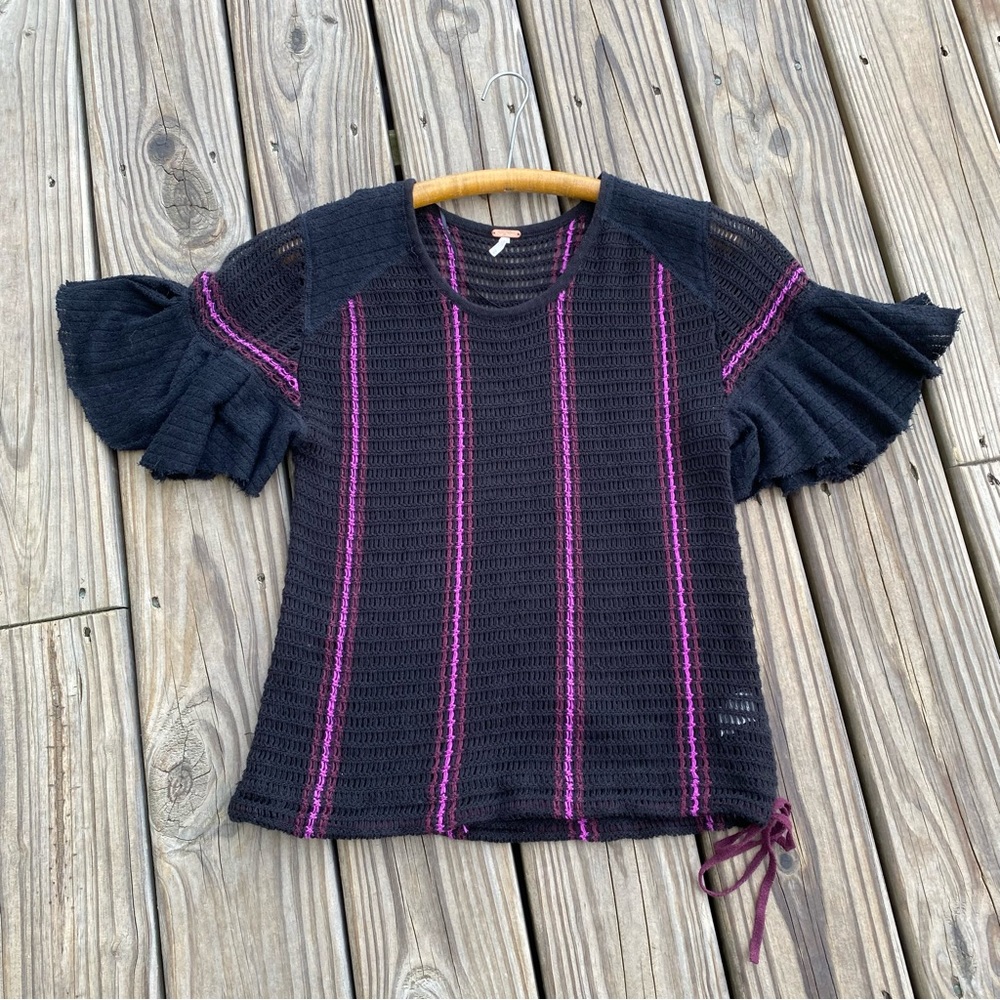 Free People Babes Only Striped Round Neck Knit Top